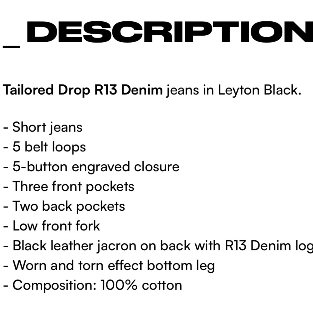 R13 Charcoal Relaxed Men's Jeans - Picture 12 of 12